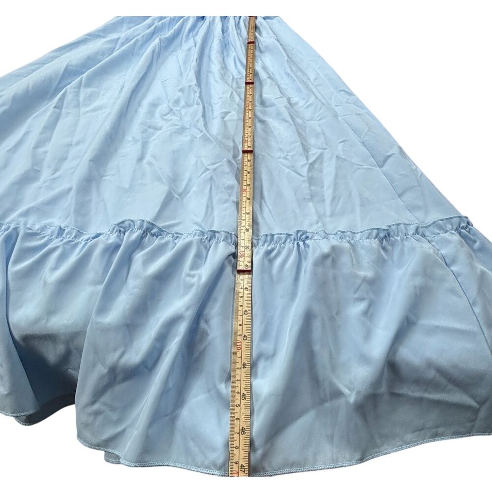 Blue Smocked Maxi Dress With Ruffled Hem & Tie Straps - Picture 5 of 10